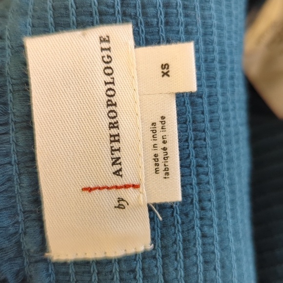 By Anthropologie Smock Balloon Sleeve Top Turquoise XS bohemian boho chic - Picture 5 of 8